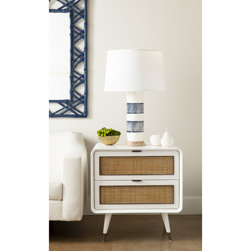 Elena Table Lamp, Blue/White