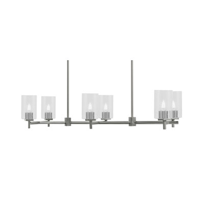 Luminaire pour îlot de cuisine 6 lumières Mariko avec verre transparent de 4 po