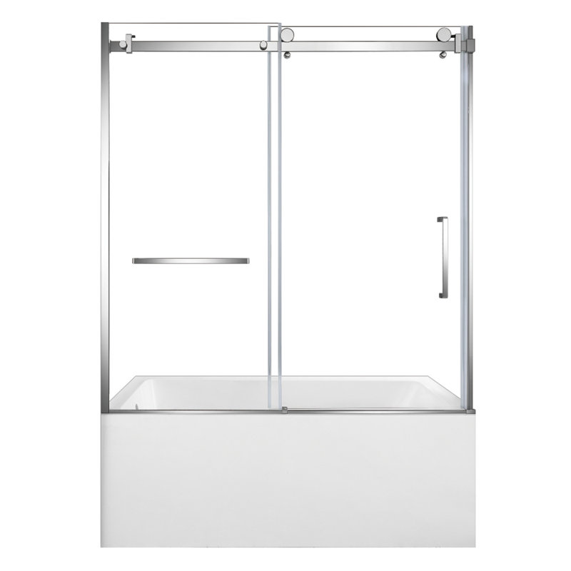 Kingston Brass 60-Inch Acrylic Rectangular 3-Wall Alcove Tub With Tub Door, Hand Drain, Left, Polished Chrome