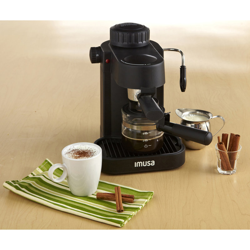 Black Semi-Automatic Espresso Maker with Steam Wand