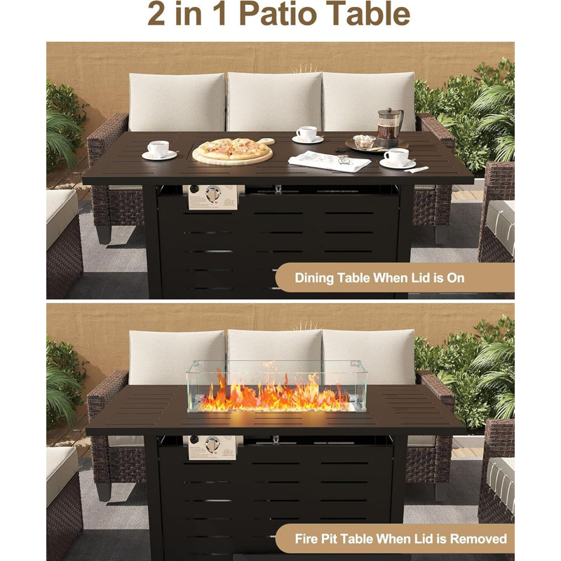 Table foyer au propane, 48 000 BTU, H 24,8 po x l 44 po x P 23,2 po