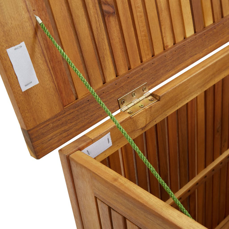 Solid Acacia Wood Outdoor Deck Box with Water-Resistant Bag
