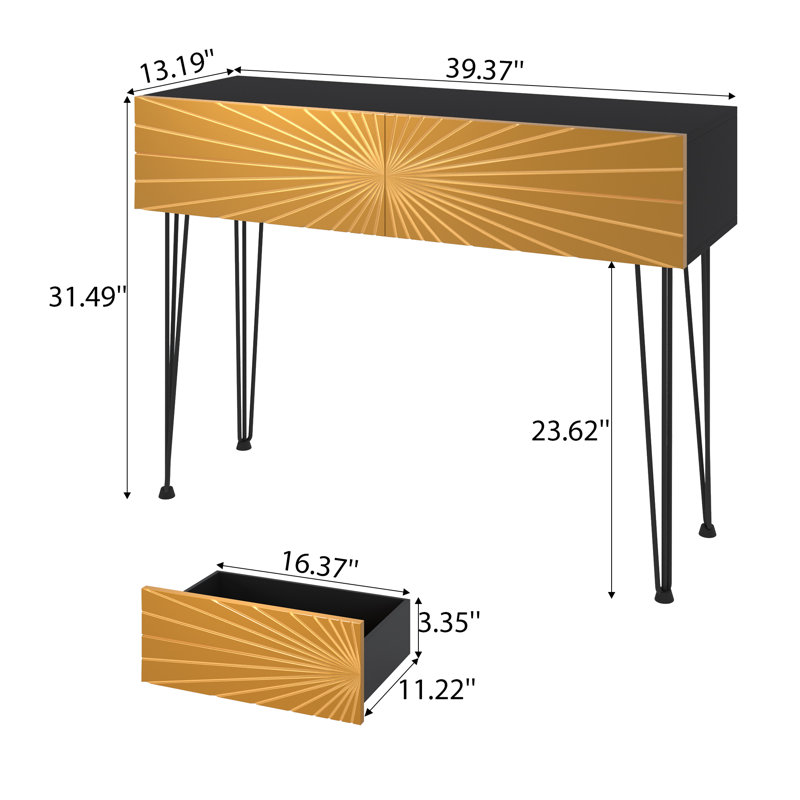 39.4'' Modern Console Table Entryway Table with Two Drawers for Hallway & Behind-Couch Storage