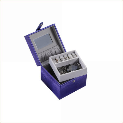 Jewelry Storage Case, 4\" Square Travel | Azure Blue | Leatherette