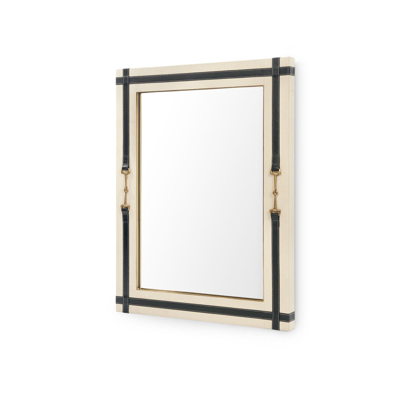 Buckley Rectangle Leather Mirror, Black/Natural