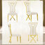 Ensemble de chaises de salle à manger en chenille Glam blanc avec pieds en forme de X en or poli