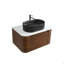 Meuble-lavabo de 30 po avec lavabo, armoire murale en noyer avec porte-serviettes gratuit, lavabo simple en céramique à rayures ovales noires, sans drain et robinet, pré-assemblé-2089333909-2089333910
