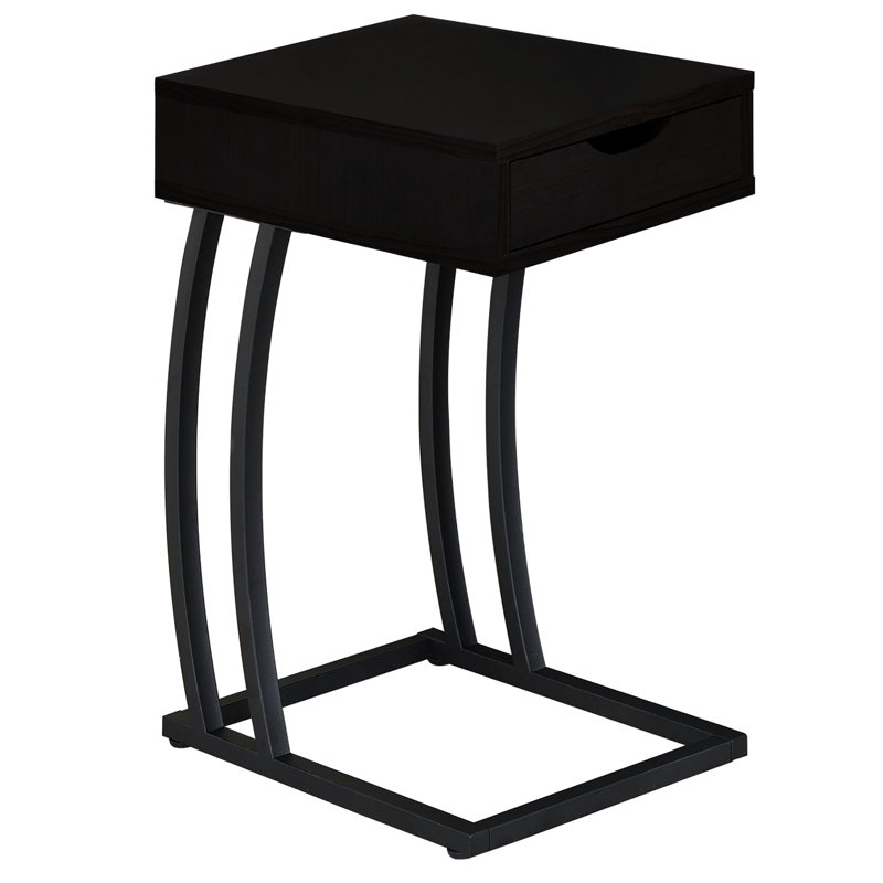 Table d'appoint élégante en métal avec tiroir et fonction de chargement Cappuccino, Noir