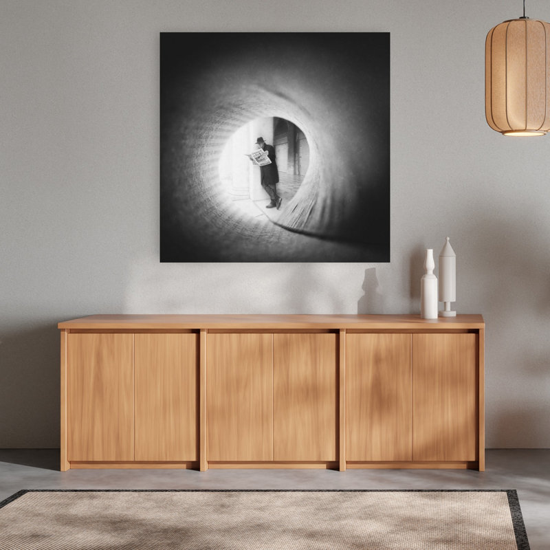 Mysterious Man Reading Classic Dramatic Retro City Wall Art Print 1 Piece Wrapped Canvas Wall Art, 121.92cm H x 121.92cm W