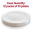 Plaques de pâtisserie en plastique blanches avec rebord argenté (6 po)