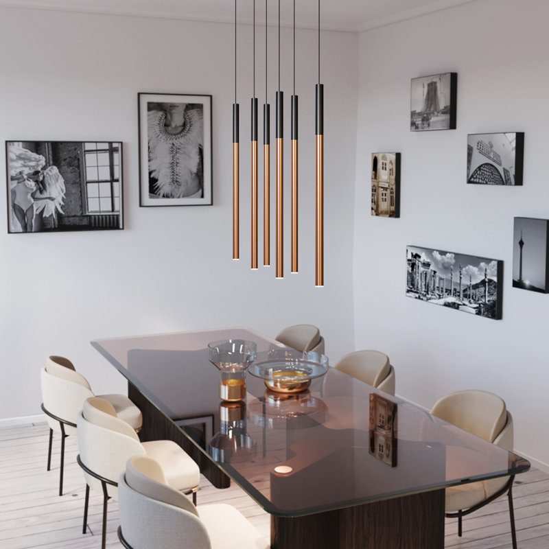 Baileyton 6 - Light Kitchen Island Pendant, Black Top/Brushed Copper