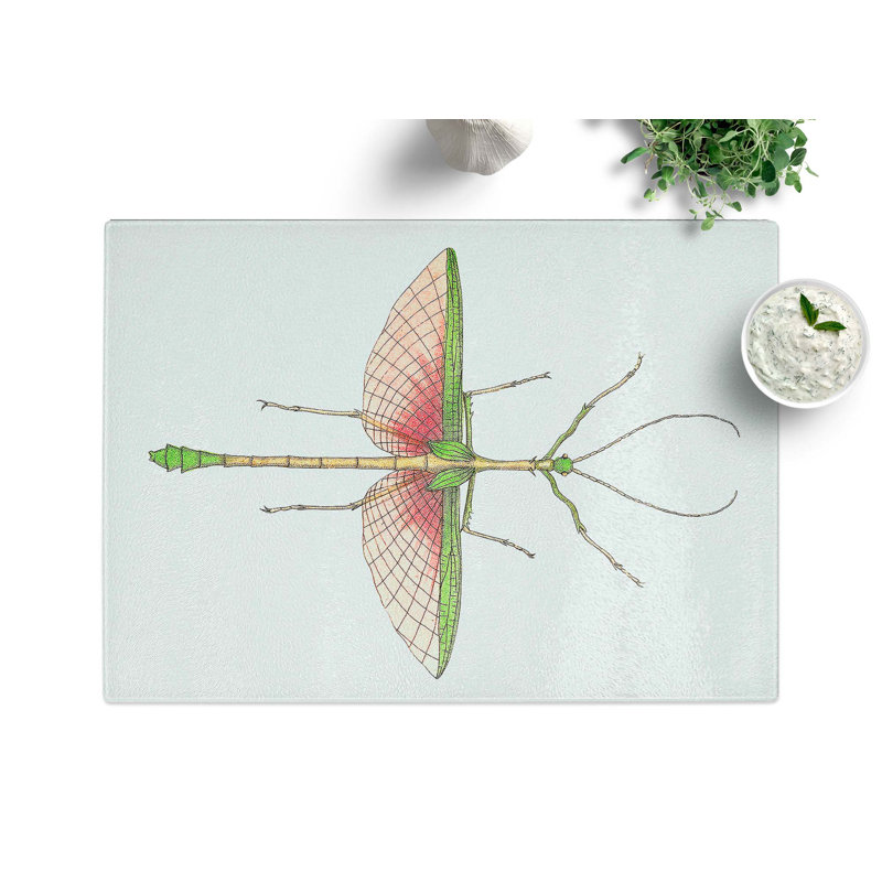 Tempered Glass Winged Praying Mantis by George Shaw Chopping Board, 39 cm x 28.5 cm