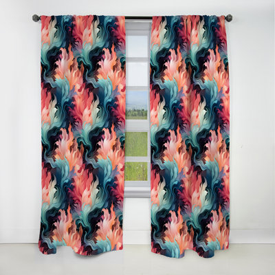 Corail illusion motif tropical - rideau floral - rideau occultant floral - 1 panneaux