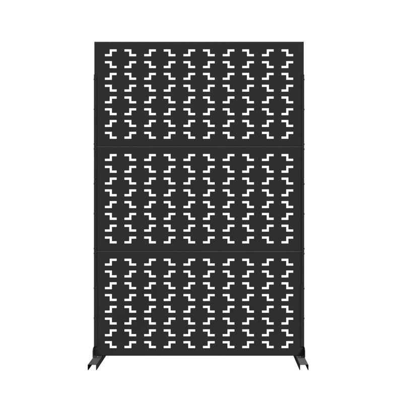 Square-Black Pattern Metal Privacy Screen Wall