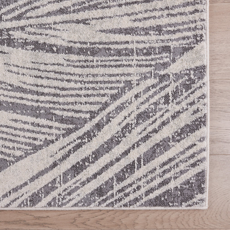 Indigo Emilion - palmiers - ivoire / gris clair, Rectangle l 6 pi 7 po x L 9 pi 6 po