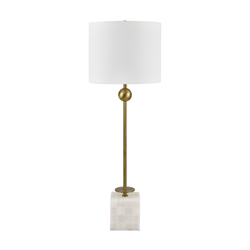 Lampe de table en marbre de 92 cm avec abat-jour blanc