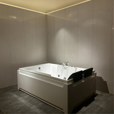 Whirlpool Tub,73" X 48" Jetted Bathtub For 2 Person, Hydro Massage & Chromatherapy,UL Certified,UPC Certified,3 Sided Apron,Acrylic ,110 Gallons,Left Drain