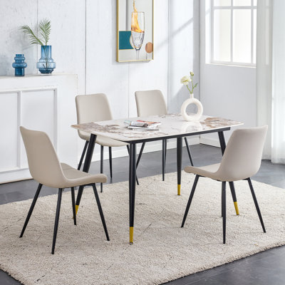 Ensemble de table de salle à manger pour 4 personnes, ensemble de salle à manger moderne pour salle à manger, cuisine et appartement