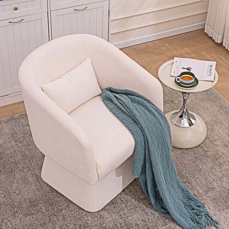 Fauteuil d'appoint pivotant rembourré, Beige