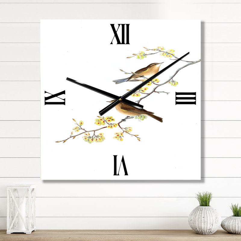 Horloge murale Little Birds on the Tree Branches II, Moyen