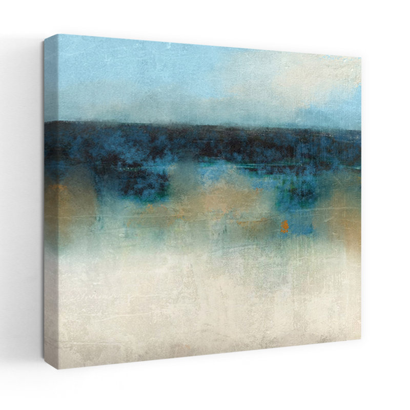 Indigo, art abstrait de paysage côtier, H 32 po x l 32 po