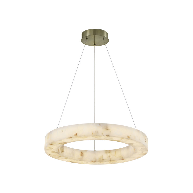 LumenAria - Medley LED Alabaster Rocks Ring Pendant, 35.50" H x 24" W x 24" D