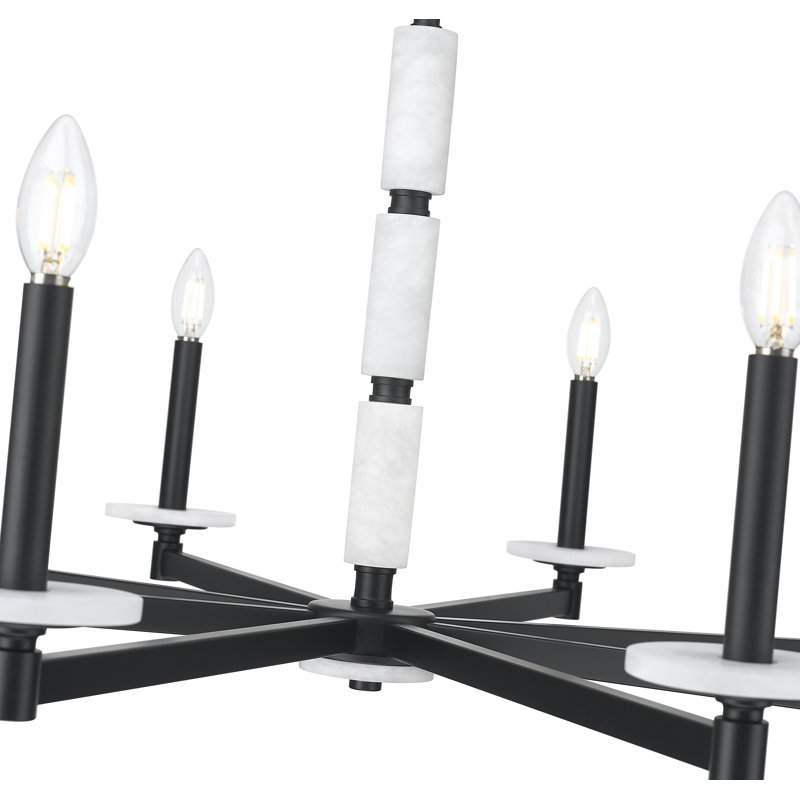 Lustre moderne Kaden, Noir mat, H 29,25 po x l 36,5 po x P 36,5 po, 8 lumières