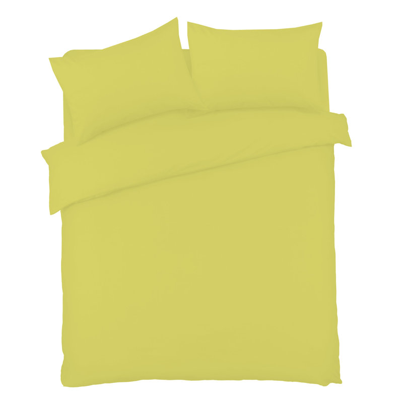 Polyester No Pattern Duvet Cover Set with Pillowcases Included, Yellow, Double Duvet Cover Set + 2 Pillowcases
