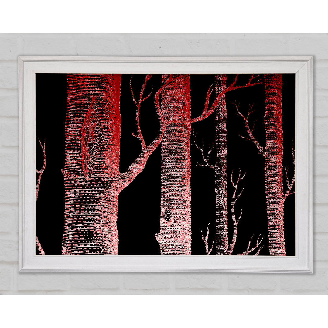 Red Night Trees Gerahmter Druck