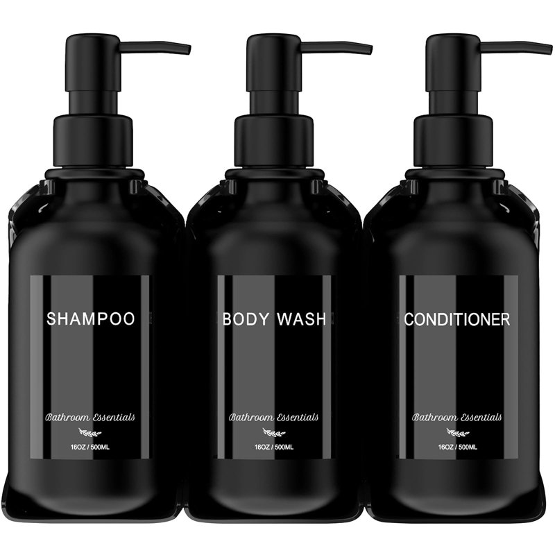Distributeur de savon de douche mural, ensemble de chambre moderne 16 oz 3 pièces (ambre), Ambre