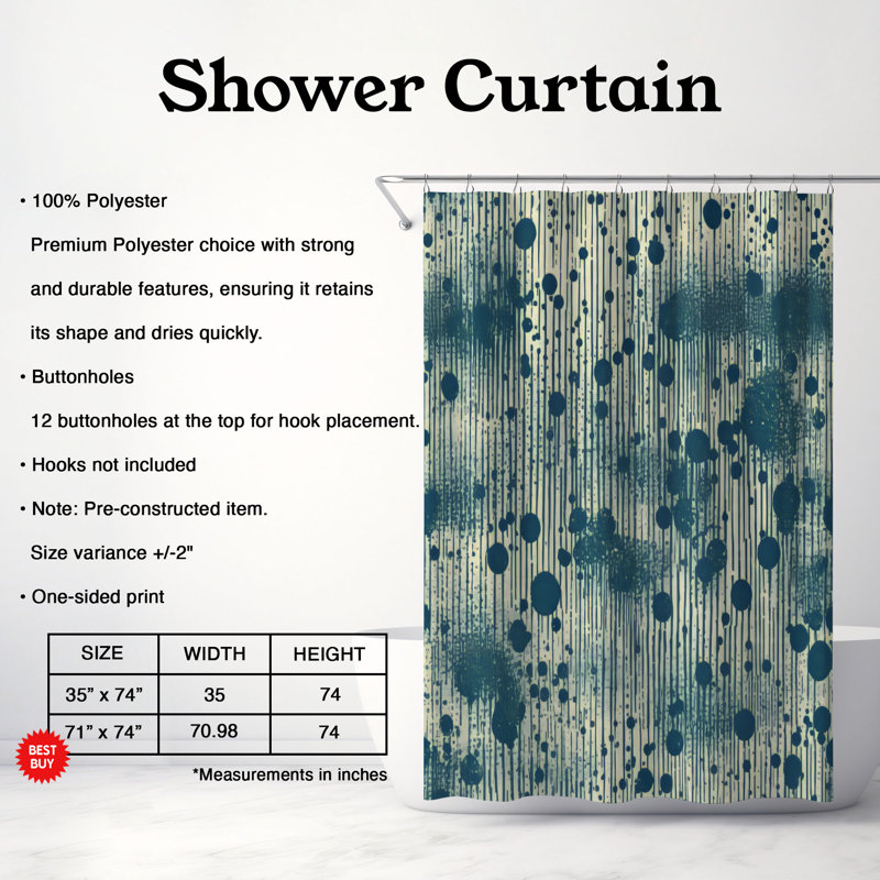 Rideau de douche Droplet Art - Premium, H 74 po x l 71 po
