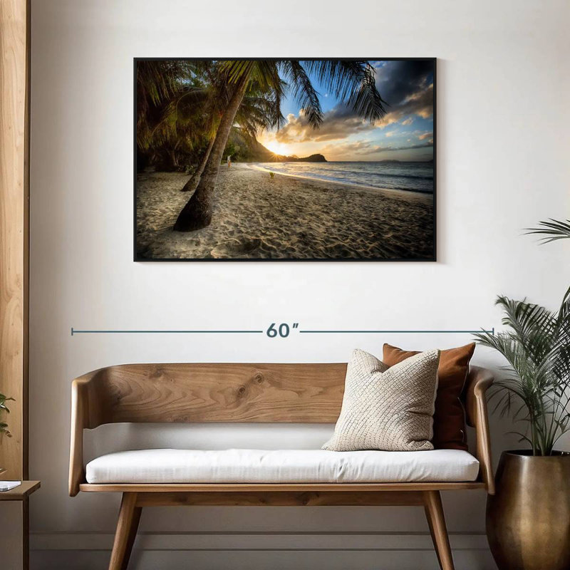 Scénique côte des Caraïbes, Cadre flottant noir, 43 po x 29 po