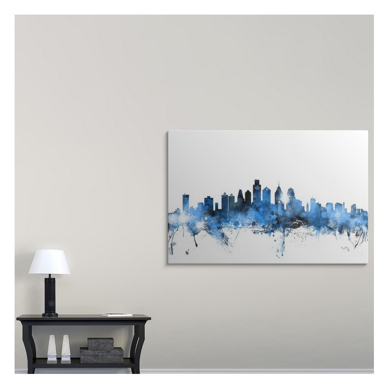 «Philadelphia Pennsylvania Skyline» par Francy, impression, H 32 po x l 48 po x P 1,5 po, Toile