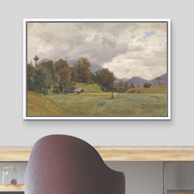 "IDÉE4WALL", reproduction d'art sur toile encadrée rétro campagne, village, forêt, nature, nature, désert, beaux-arts, paysage décoratif, détente / calme pour le salon, la chambre à coucher, le bureau, impression sur toile