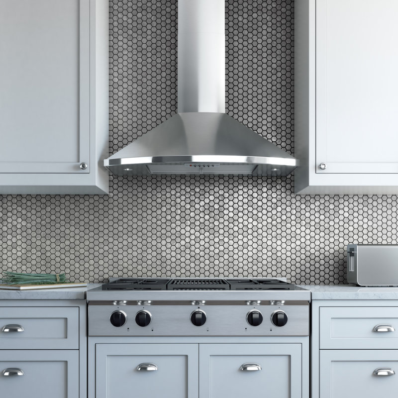 36" 600 CFM Convertible Wall Mount Range Hood in Silver, 36"