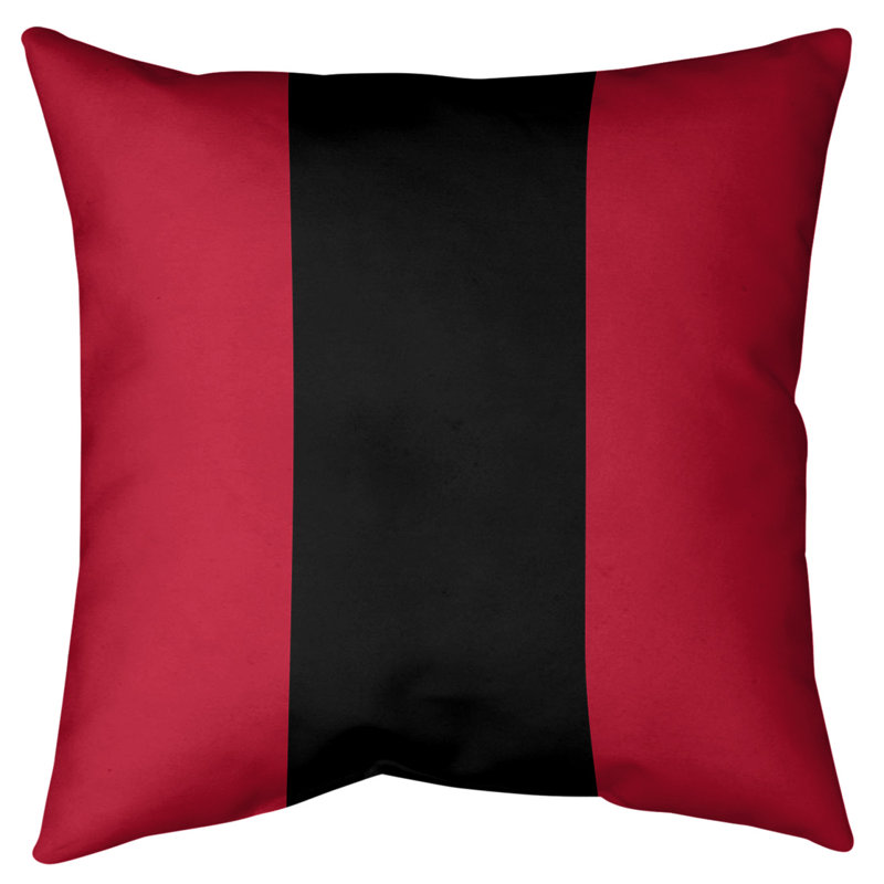 Housse de coussin décoratif en football atlanta retour, 16 po x 1 po, Rouge / Noir, Polyester sergé