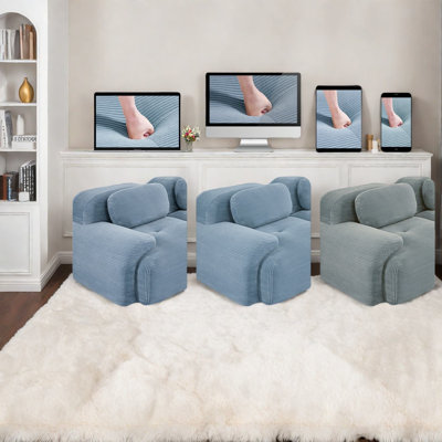 Ergonomic 2-seat Modular Sofa, Premium Corduroy, Modern Living Room