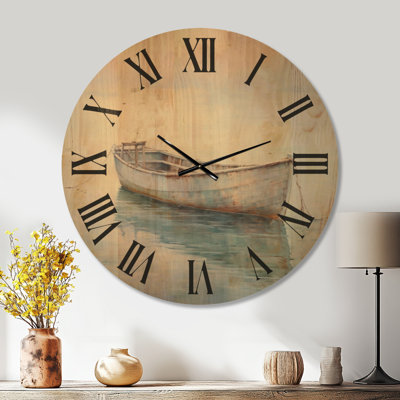 Horloge murale bateau en bois Ethereal Waters I - Océan surdimensionné
