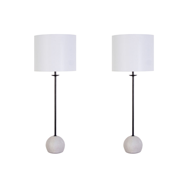 Lampe de table Urban Sphere en béton - noir mat - ensemble de 2
