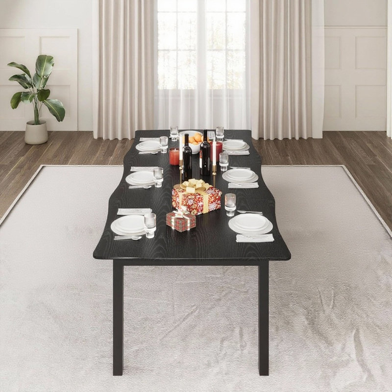 Table rectangulaire, à bord ondulé, imperméable et résistante aux rayures, Noir, H 29,5 po x L 78,7 po x l 35,4 po