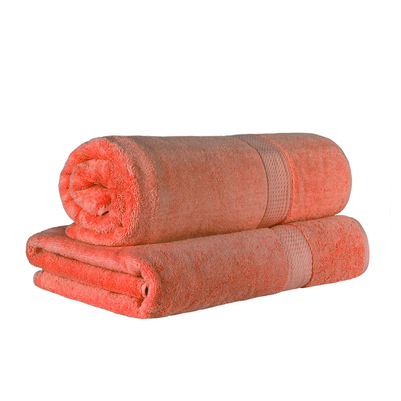 Renata 2 Piece 800 GSM Certified Egyptian Cotton Bath Sheet Set , Coral