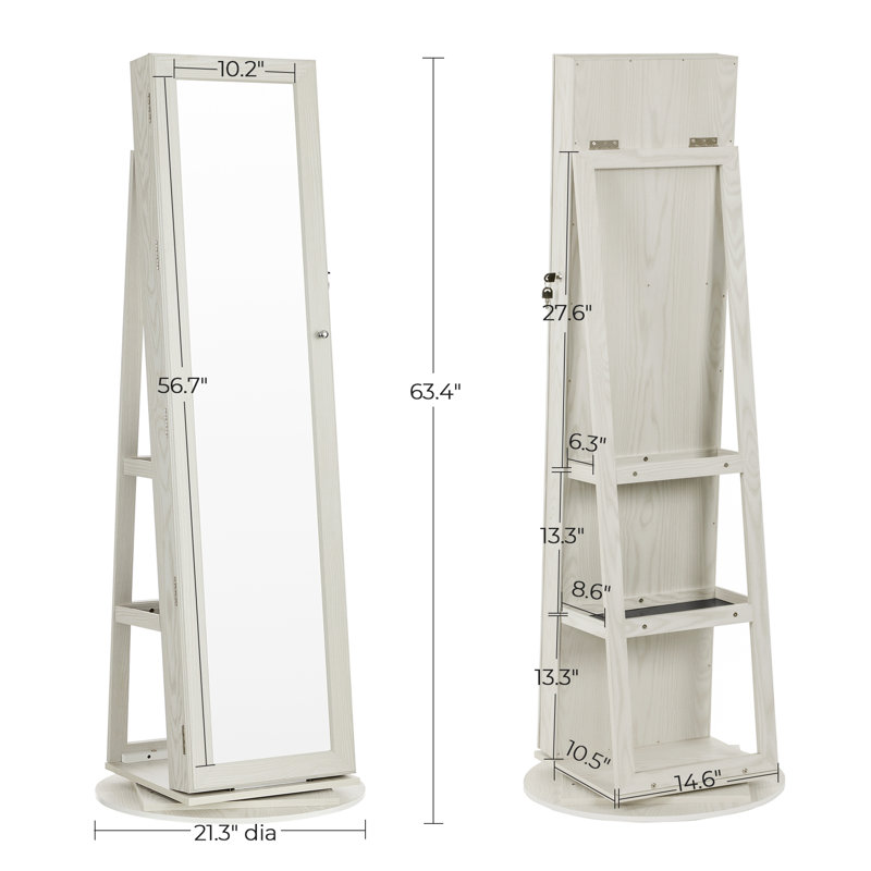 Quakertown 21.3'' Wide Jewelry Armoire, White/Light Gray