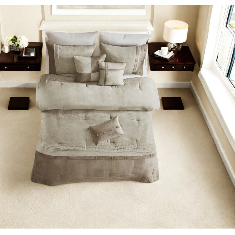 Ensembles de literie confortables en faux suède, polyester brun clair, style chalet rustique pour la maison