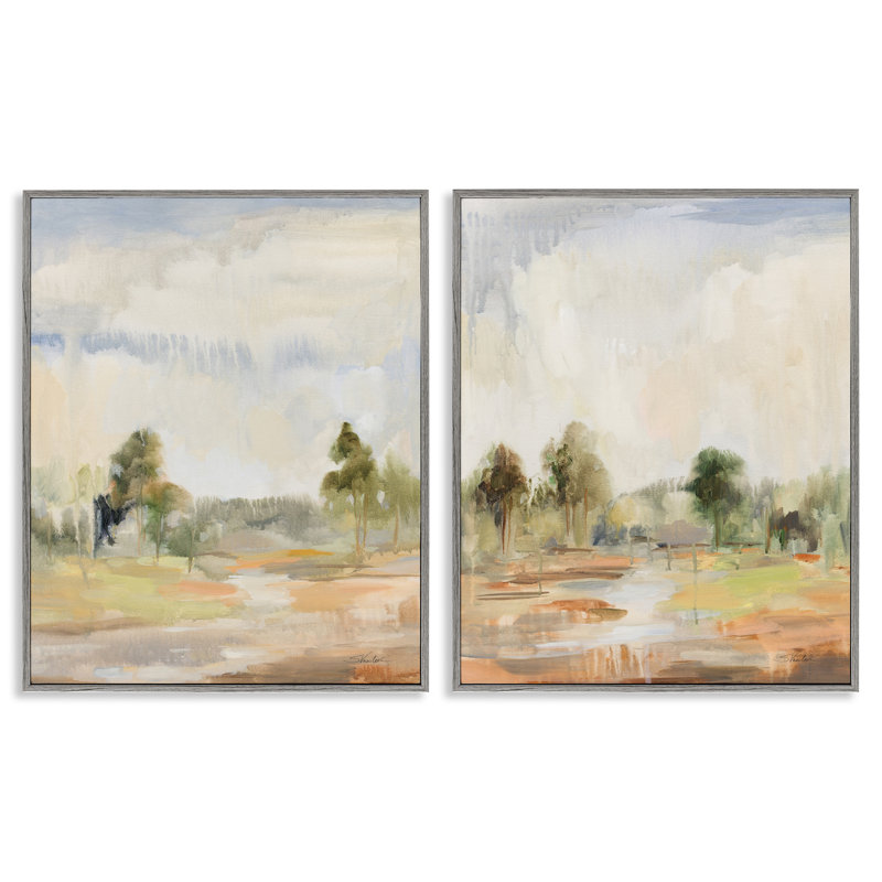 «Summer Rainstorm in the Woods», ensemble de 2 estampes numériques encadrées par Silvia Vassileva, H 30 po x l 24 po