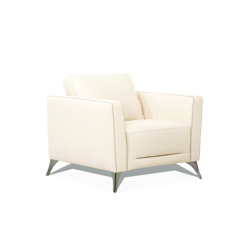 Malaga Cream Leather Chair (Assembled), Beige
