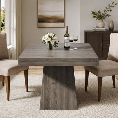 31.5″ Square Farmhouse Dining Table for 4, Kitchen Table with Grey Wood Grain Finish, Living Rooms