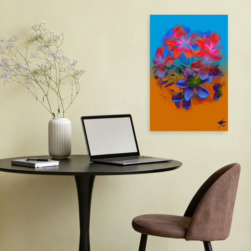 Florida Contemporary Modern Flower Wall Art Print 1 Piece Wrapped Canvas Wall Art, 60.96cm H x 40.64cm W