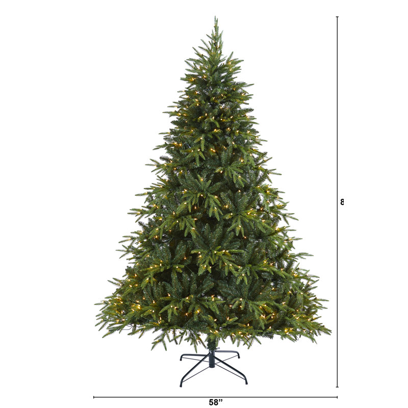 Green Lighted Artificial Fir Christmas Tree, 7' H