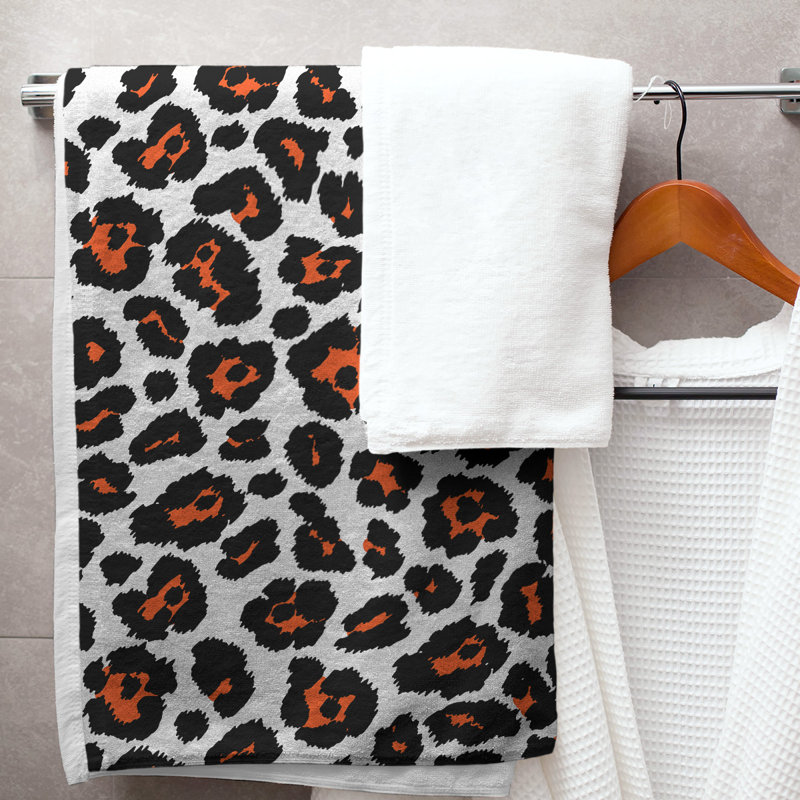 Garp Bath Towel, Polyester/Cotton Blend, White/Orange/Black