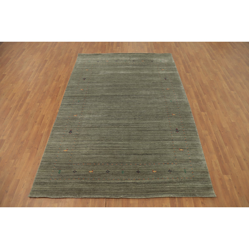 Tapis indien tribal vert 7 x 10